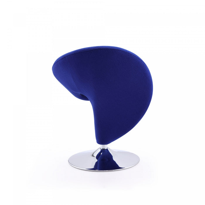 Fauteuil pivotant moderne en laine melangee Curl bleu - Lot de 2