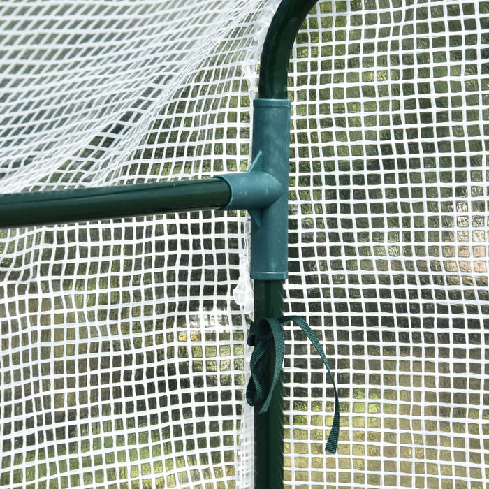 Outsunny 73\" X 47\" X 75\" Serre Sans Rendez-vous Exterieur Portable Plante Fleur Croissance Maison Chaude Jardin Tunnel Abri Avec Porte Enroulable Et 4 Etageres Blanc