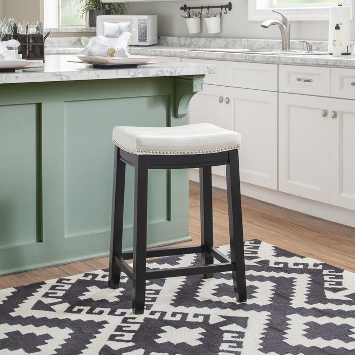 Tabouret Claridge de hauteur comptoir en similicuir et sans dossier - noir et blanc