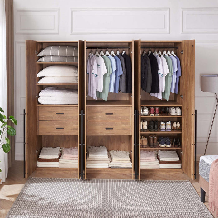 Armoire moderne Lee 3 pieces en brun dore