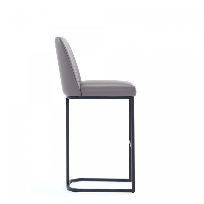 Tabouret de bar moderne en metal et tissu Serena, coloris taupe