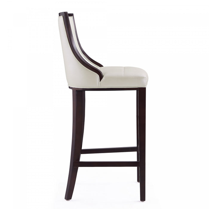 Tabouret de bar traditionnel en bois Fifth Avenue avec assise rembourree, blanc perle – Lot de 3