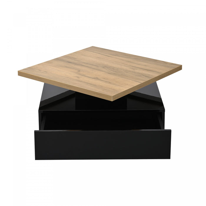 Liam table basse pivotante – table avec plateau rotatif a 360°, noir