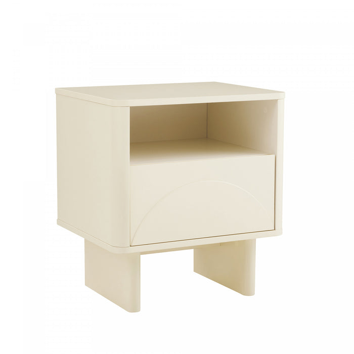 Table de nuit moderne Ella 20\" en creme (1 tiroir) - Lot de 2