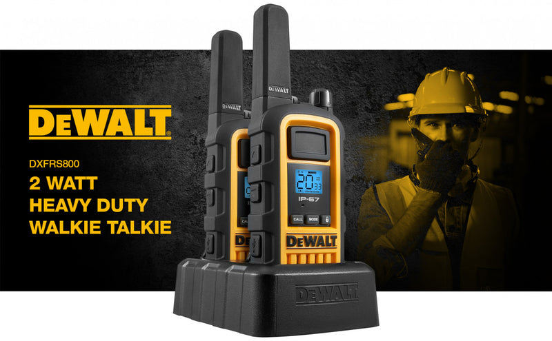 2 Talkies-walkies Dewalt Dxfrs800 - 2 Watts, Robustes, Radios Bidirectionnels Longue Portee A 22 Canaux