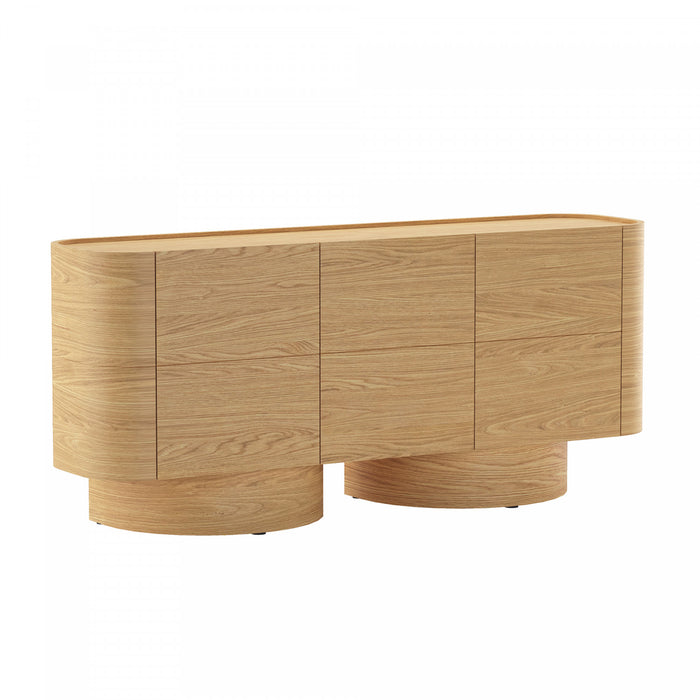 Buffet contemporain Solis 183 cm en bois massif naturel (3 portes)