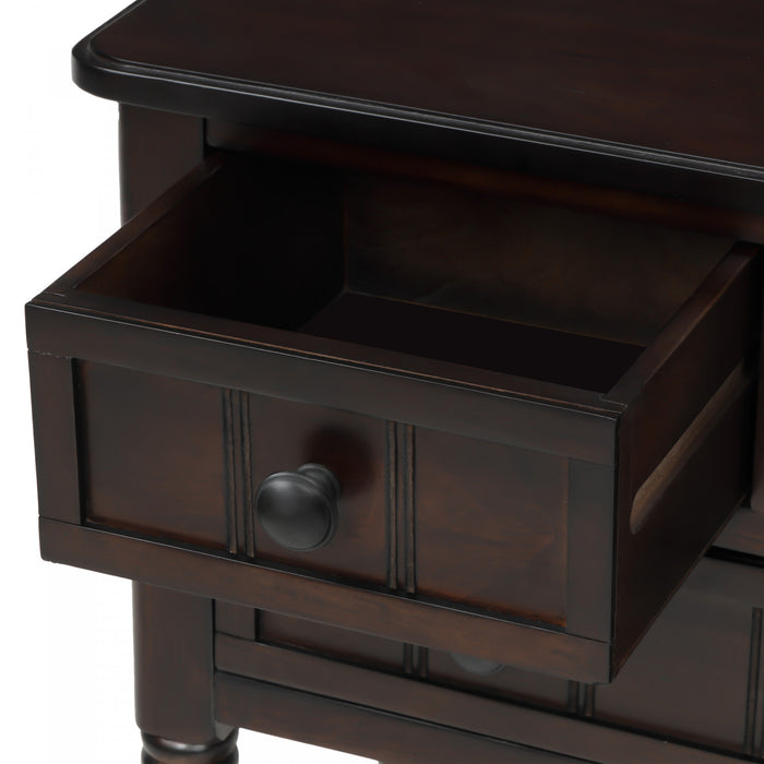 Table Console Olivia En Bois Massif Avec Tiroirs Et Etagere Inferieure - Marron
