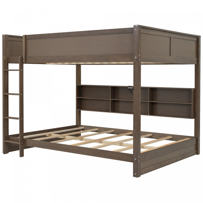 Aaron – Lit Superpose En Bois Avec Armoires De Rangement Et Ports Usb, Format Grand, Fini Bois Vieilli