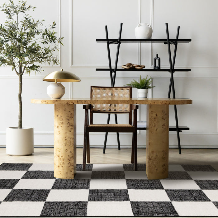 Tapis Covington a Carreaux Noir et Blanc, 7'10\" x 10'6\"