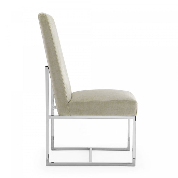 Chaise de salle a manger moderne en velours et metal Element, coloris champagne - Lot de 2