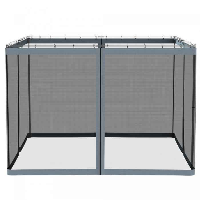 Outsunny Moustiquaire De Rechange Pour Gazebo 10' X 10' Murs D'ecran Pour Auvent Avec Fermetures Eclair Pour Les Fetes Et Activites De Plein Air, Noir