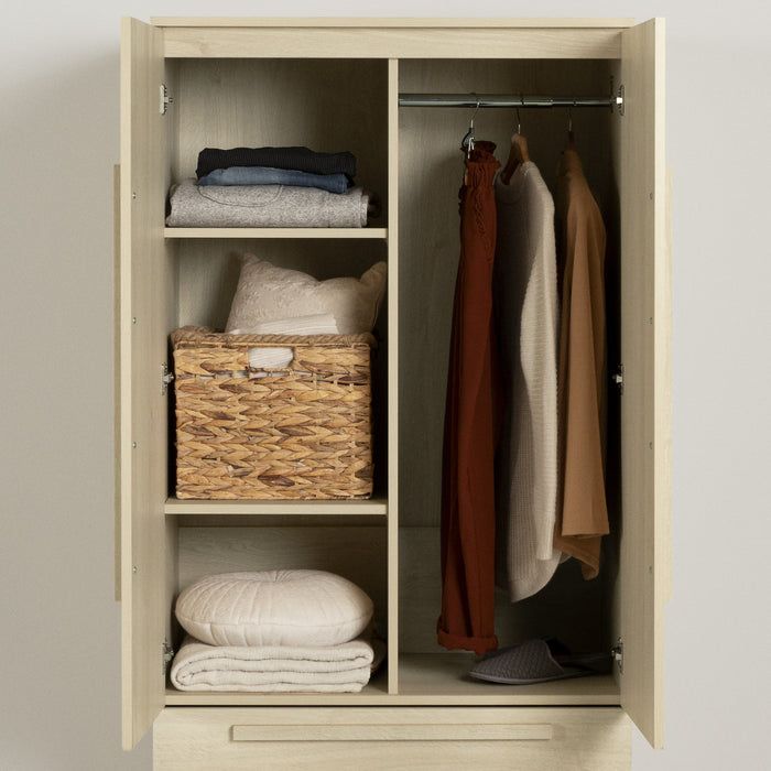 Acapella Armoire Penderie Avec Portes Et Tiroir - Chene Blanchi