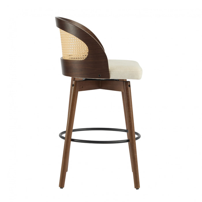 Calvin – Lot de 2 tabourets de bar de hauteur comptoir pivotants pour interieur avec dossier ergonomique, finition noyer