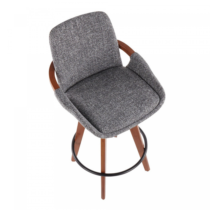 Tabouret de style du milieu du 20e siècle Cosmo de hauteur comptoir en tissu - noyer et gris