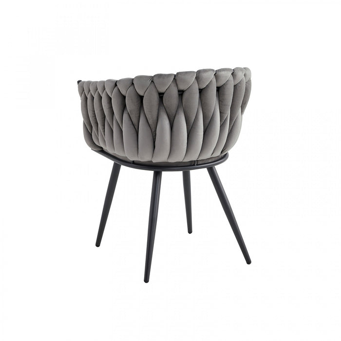 Chaise de salle à manger avec accoudoirs Hildy en velours gris foncé (ensemble de 2)