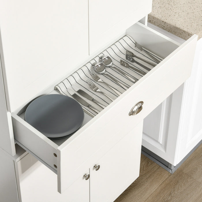 HOMCOM Armoire de cuisine autoportante de 72\" avec 2 grandes