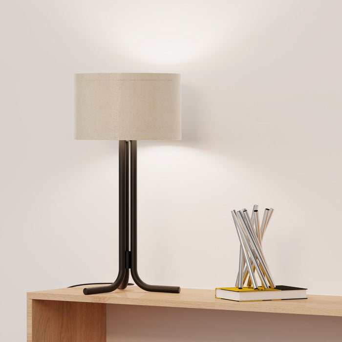 Lampe de table noire de 20 po avec abat-jour cylindrique
