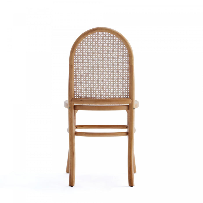 Chaise de salle a manger Paragon Industry Chic avec dossier en cannage et assise rembourree en bois, coloris flocon d’avoine - Lot de 4