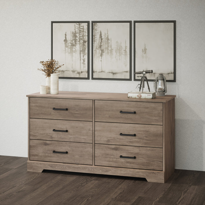 Commode champêtre Rustic Ridge de Prepac à 6 tiroirs - brune