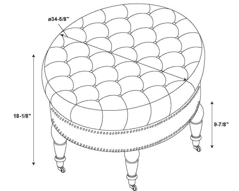 Pouf rond Isabelle capitonné en tissu - naturel