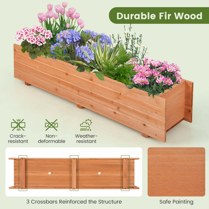 Boite De Planteur Rectangulaire En Bois De Lit De Jardin Eleve Costway Avec 2 Trous De Drainage En Exterieur