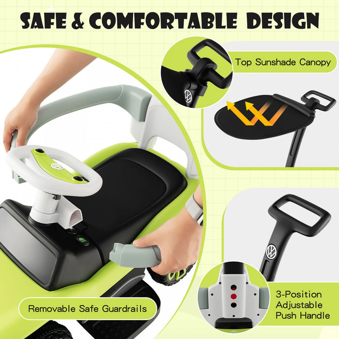 Costway 3-en-1 Licence Volkswagen Kids Ride Sur Voiture Coulissante De Poussee W / Musique Et Lumiere