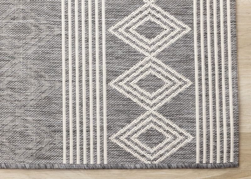 Tapis Jackson gris blanc a motifs en rangees, 5'3\" x 7'7\"