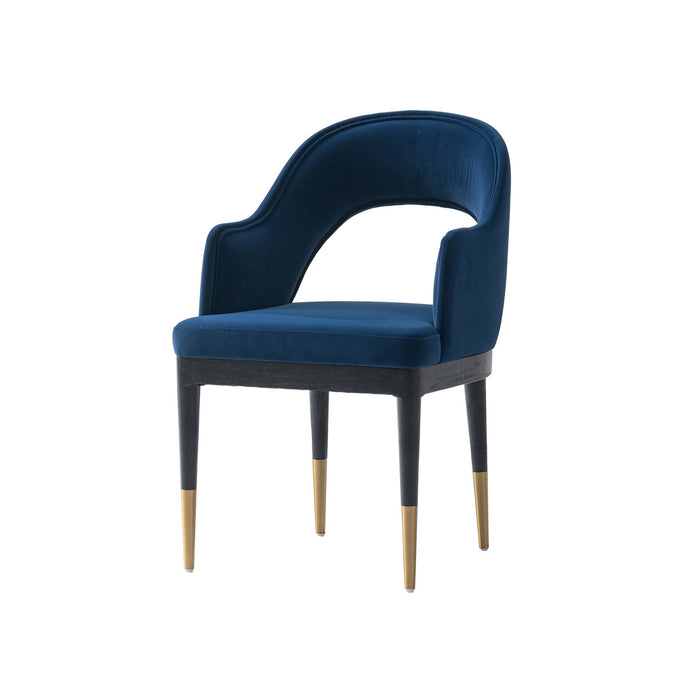 Ensemble de salle a manger moderne industriel chic Carrington et Rockaway 7 pieces, bleu minuit et naturel