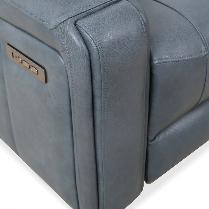 Sofa inclinable electrique Bellamy de 78 po en cuir assorti avec appuie-tete ajustable et USB - Bleu