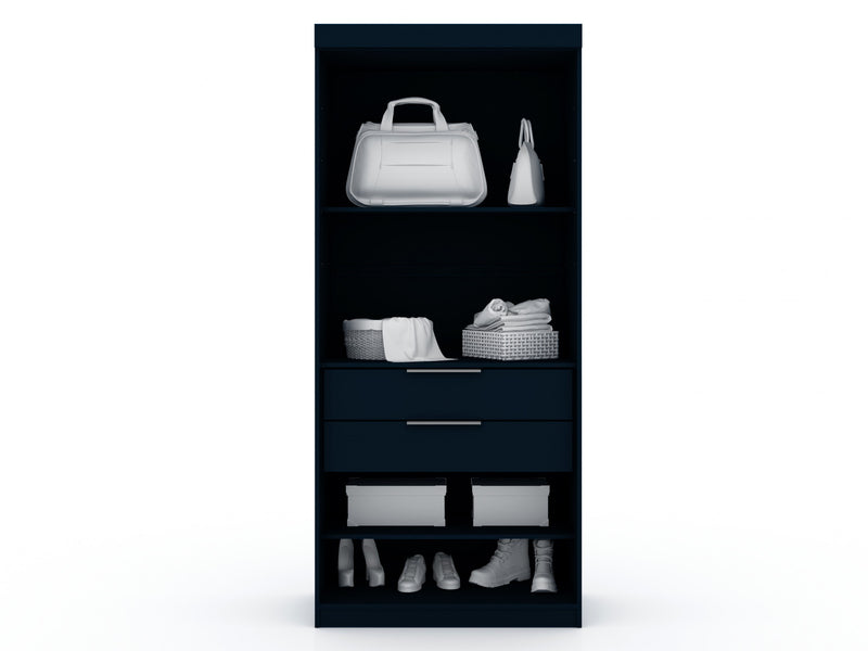 Armoire contemporaine moderne Mulberry 13 pieces en bleu minuit