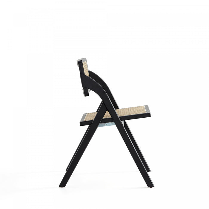 Chaise pliante en bois style industriel Lambinet, noir et naturel - Lot de 4