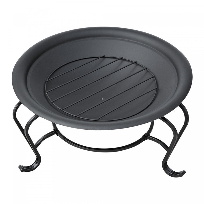 Outsunny 22\" Foyer Rond Patio Cheminee Chauffe-jardin Porche A Bois Portable Avec Tisonnier Et Pare-etincelles Noir