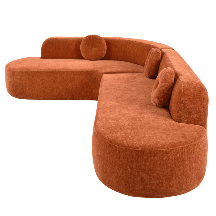 Vista Canape Sectionnel Extra-Large 122 po a Design Courbe et Mousse Haute Resilience, Orange