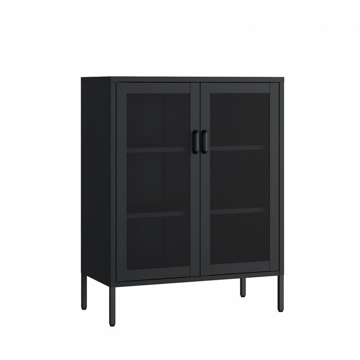 Armoire d’appoint moderne Amelia 32\" en metal noir
