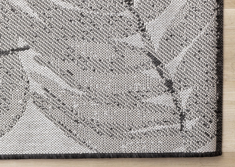 Tapis Jackson a feuilles botaniques gris et blanc, 7'10\" x 10'6\"