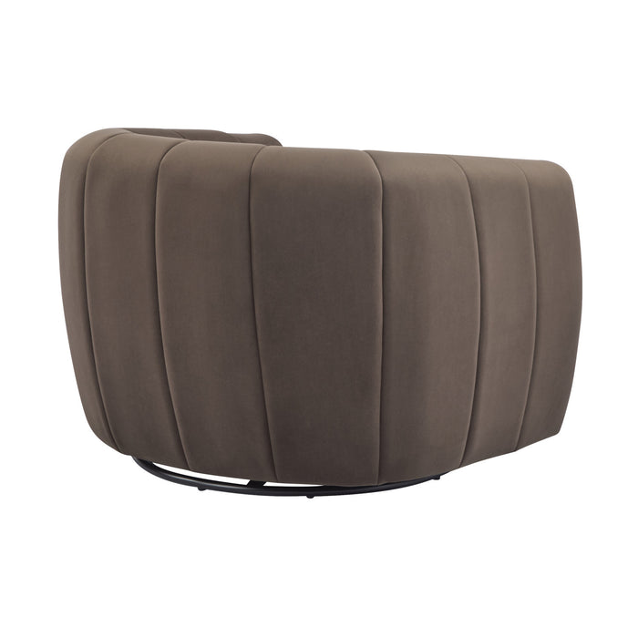 Vela Fauteuil Club Moderne en Velours Pivotant a Coque, Noir, Brun Fonce