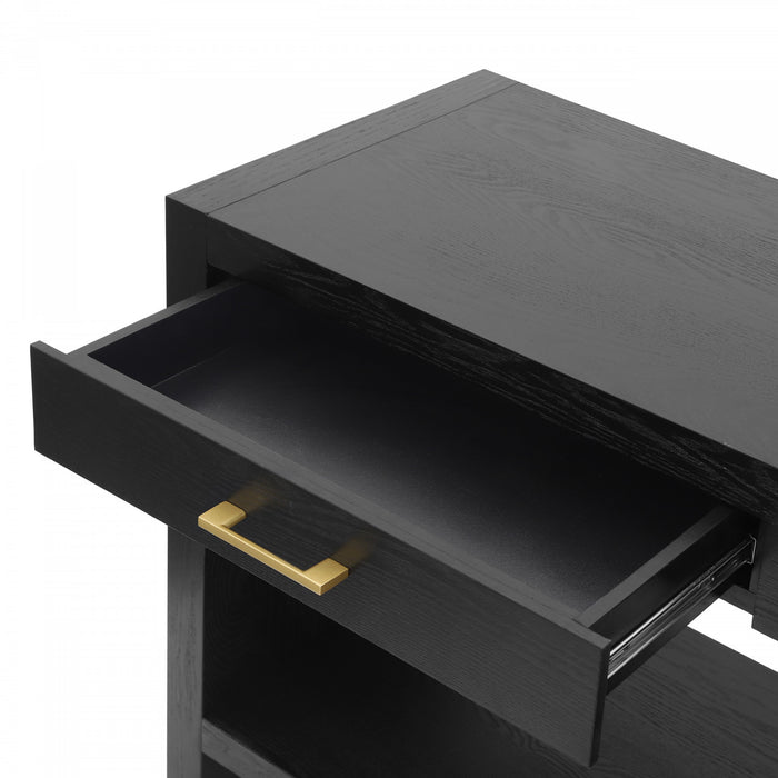 Console de style maison de campagne Aubrey 120 cm avec rangement - noire