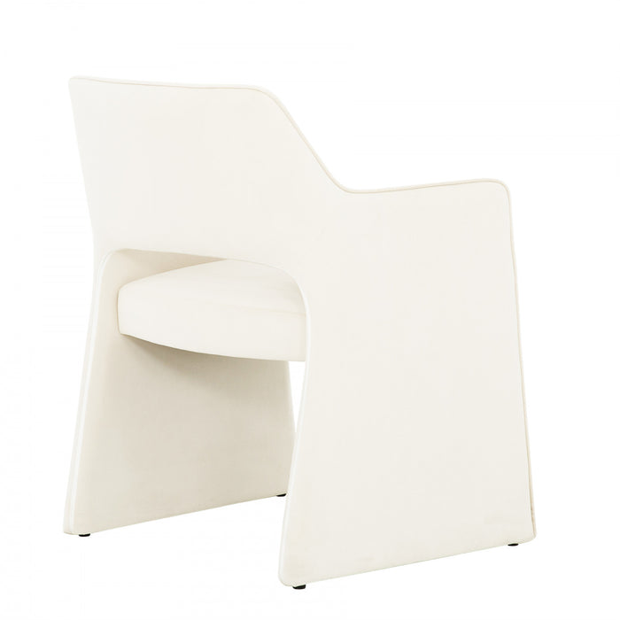 Chaise d'appoint de salle a manger Kendrick rembourree en velours ivoire (ens. de 2)