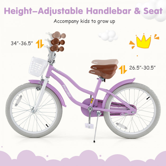 Prorider 20\" Velo Pour Enfants Avec Guidon Reglable En Hauteur Et Frein A Main Du Siege Et Frein De Montagne Violet