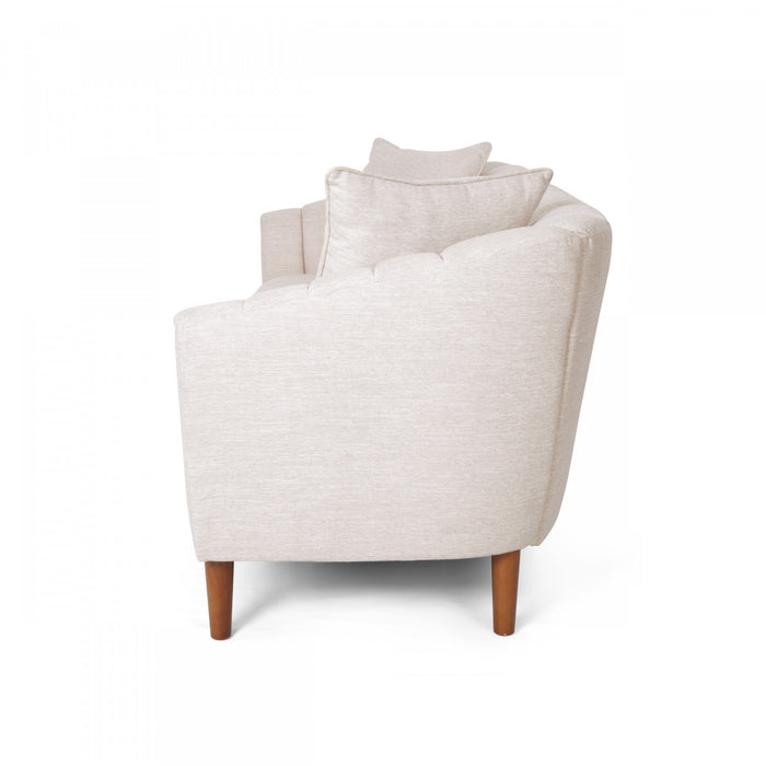 Sofa De Format Condo Taylor De 84,5 Po, Tissu aspect lin, Pattes En Bois - Beige Blanc