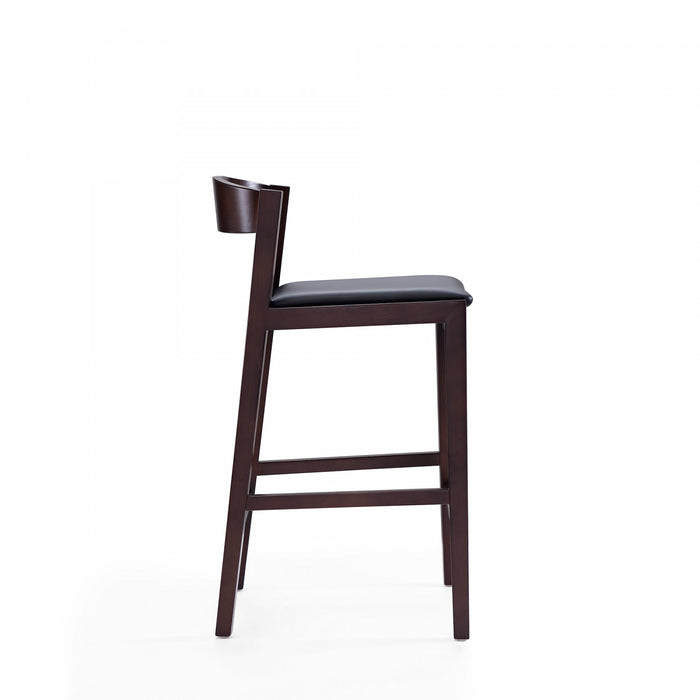 Tabouret de comptoir en bois rembourre style Klismos mi-siecle moderne noir - Lot de 3