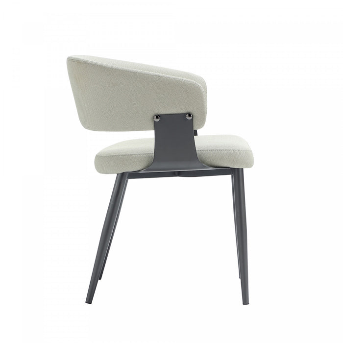 Chaise de salle a manger moderne Luce en metal texture et cuir vegetalien couleur avoine