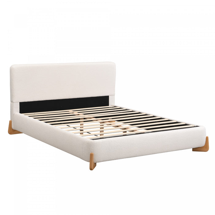 Olivia Lit elegant et confortable avec revetement, Taille Queen, Blanc