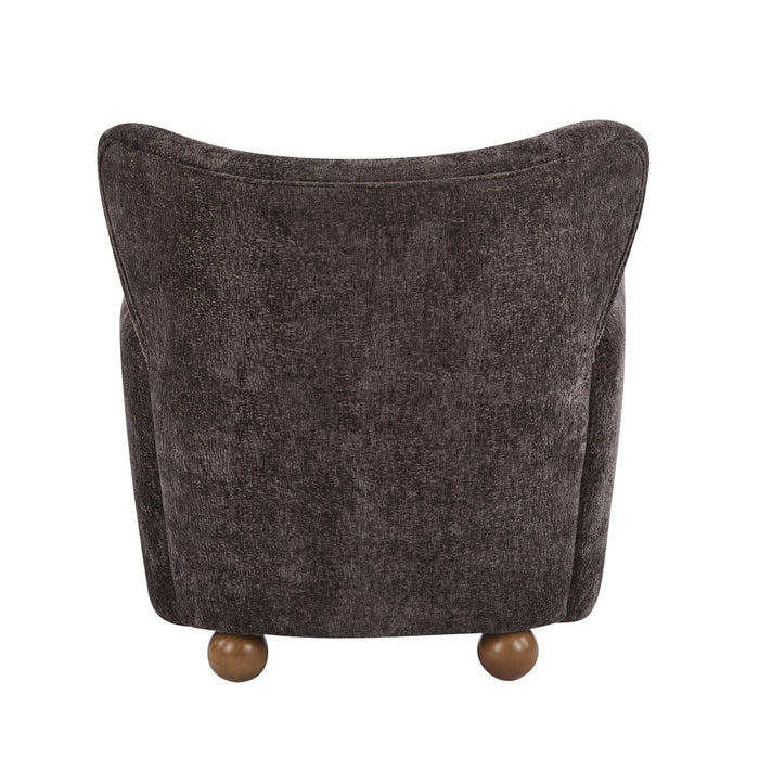 Wingate Fauteuil Aile Confortable en Tissu Premium et Pieds en Bois Massif, Brun Fonce, Teck
