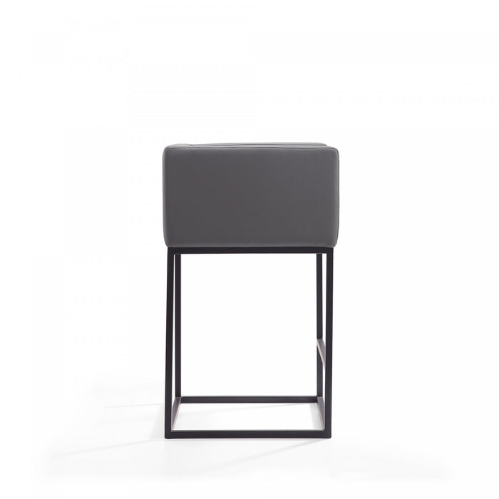 Tabouret de comptoir Embassy style milieu du siecle en metal et tissu gris - Lot de 3