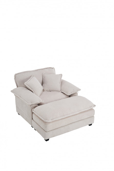 Liam Canape d'interieur moderne en velours cotele 46,9\" avec 2 coussins moelleux, Blanc
