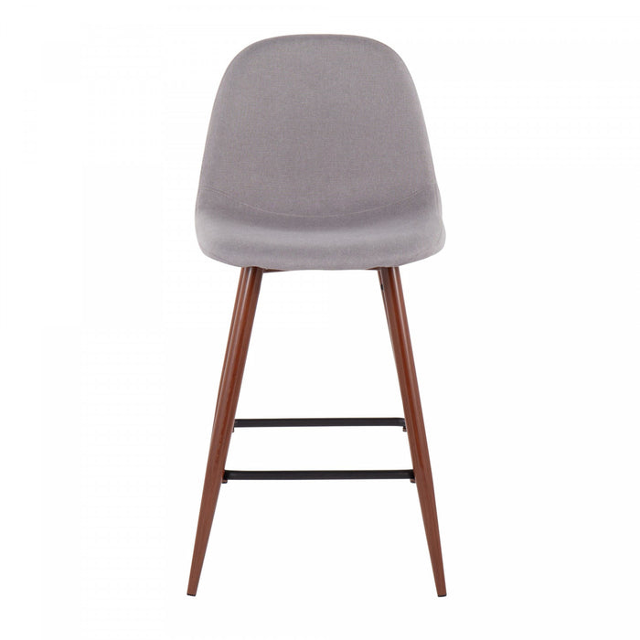 Tabouret moderne du milieu du 20e siècle Pebble de hauteur comptoir en tissu gris clair - ensemble de 2