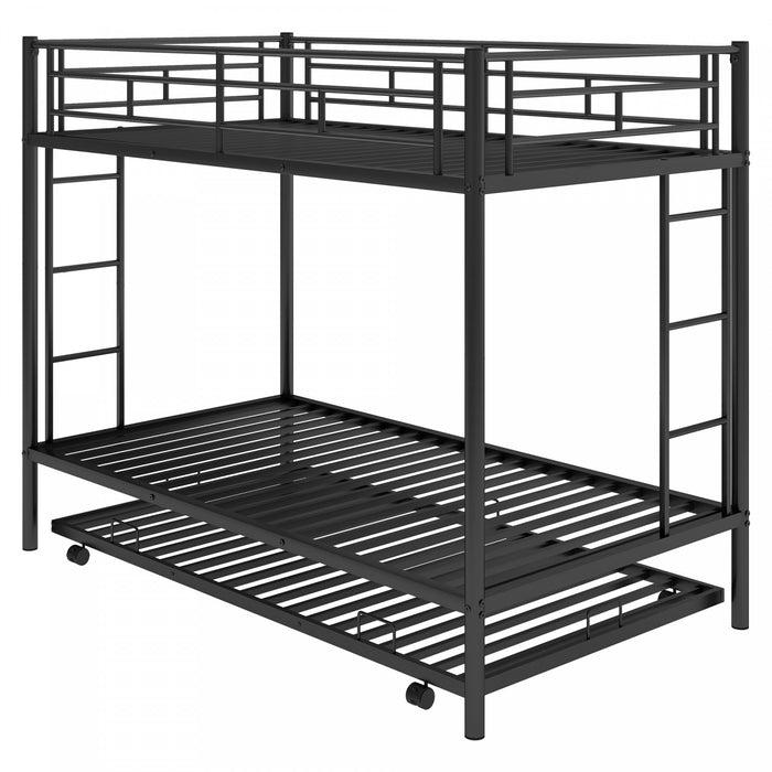 Tammy – Lit Superpose Simple En Metal Avec Lit Gigogne, Design Gain De Place – Noir