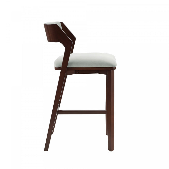 Tabouret de bar moderne en bois Patricia avec revetement en Glacier blanc - Lot de 3