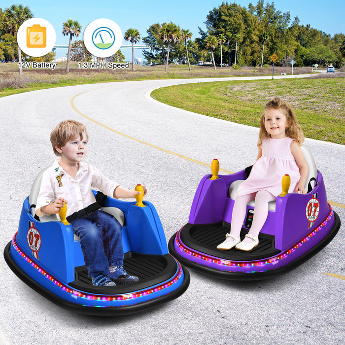 Costway 12v Vehicule 360¡a Spin Race Toy Kids Ride Sur La Voiture Pare-chocs W / Telecommande Violet